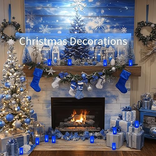 Miniatura 3 de LANKER Velas sin llama, velas LED de pilar que funcionan con pilas, 1.5 pulgadas de profundidad x 3 pulgadas de alto, luz azul parpadeante