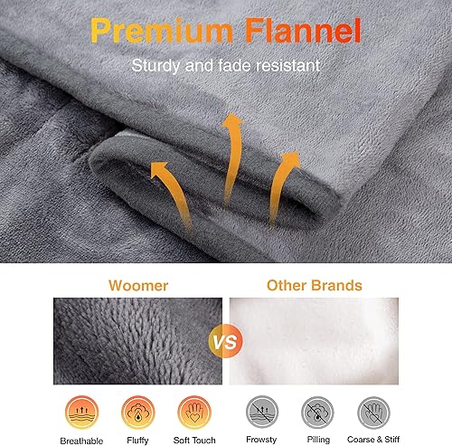 Miniatura 6 de WOOMER Manta térmica eléctrica, manta de franela suave de calentamiento rápido con opción multicolor, tamaño matrimonial de 77 x 84 pulgadas, 10