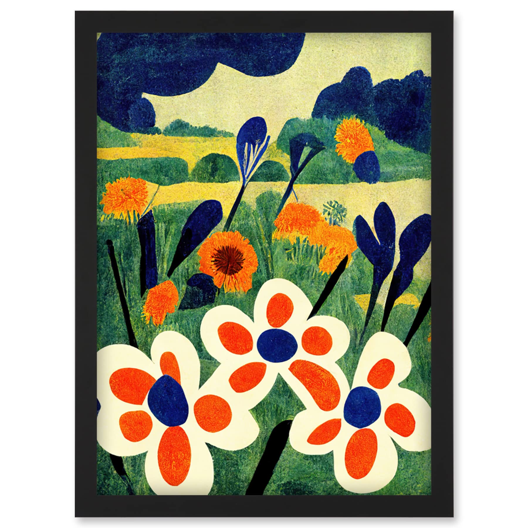 Doppelganger33 LTD Henri Matisse Style Meadow Flowers Iris Artwork Framed Wall Art Print A4