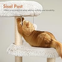 Vista 4 de KAMABOKO - Árbol alto para gatos de 41 pulgadas - Árboles de gato de madera con torre, condominio para gatos, hamaca y percha superior, árbol