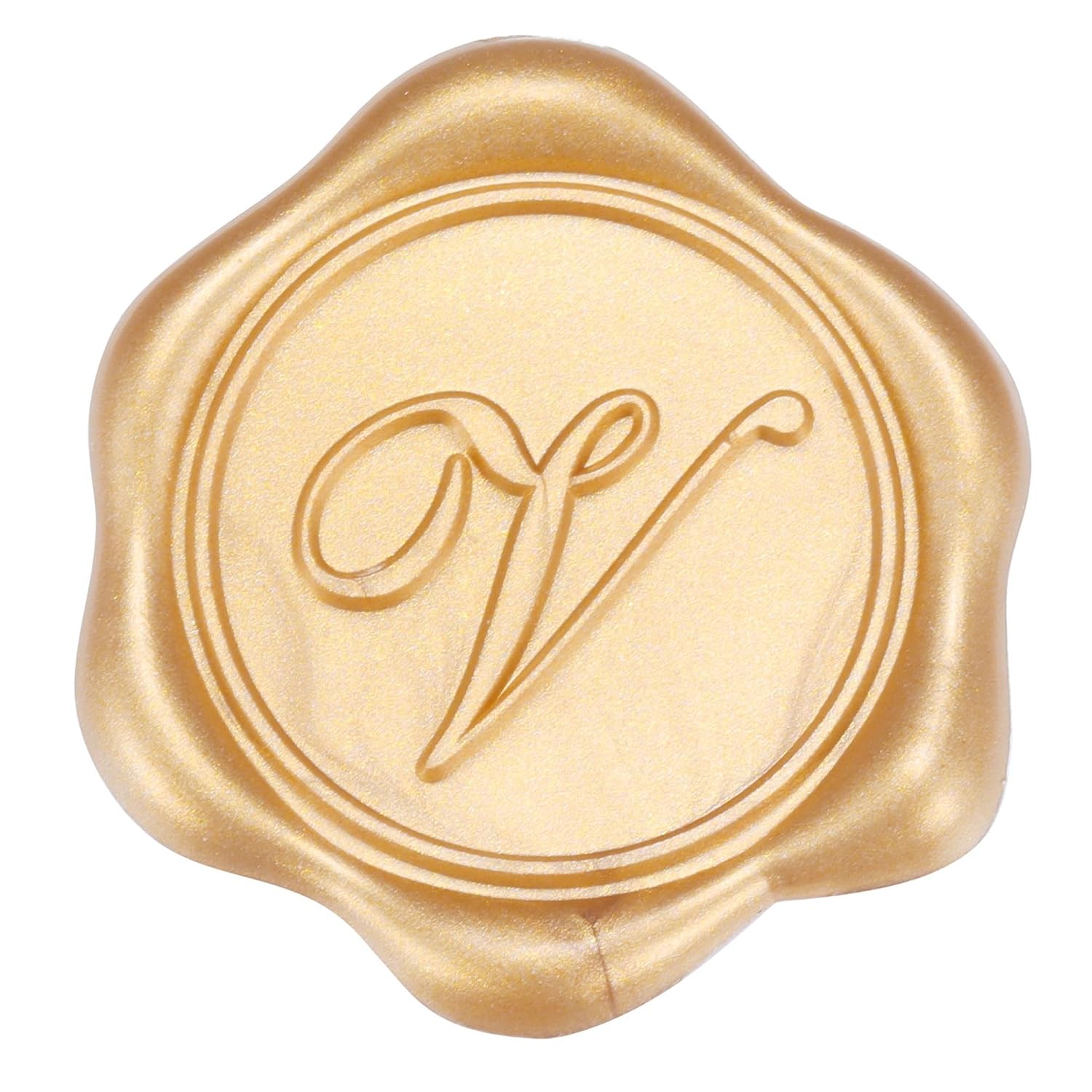 Yoption Wax Seal Stickers, 50 Pcs Initial Alphabet A Invitation Envelope Seal Stickers, Metallic Light Gold Self- Adhesive Wax Stickers, Perfect for Wedding Christmas Birthday Party Gift Wrapping