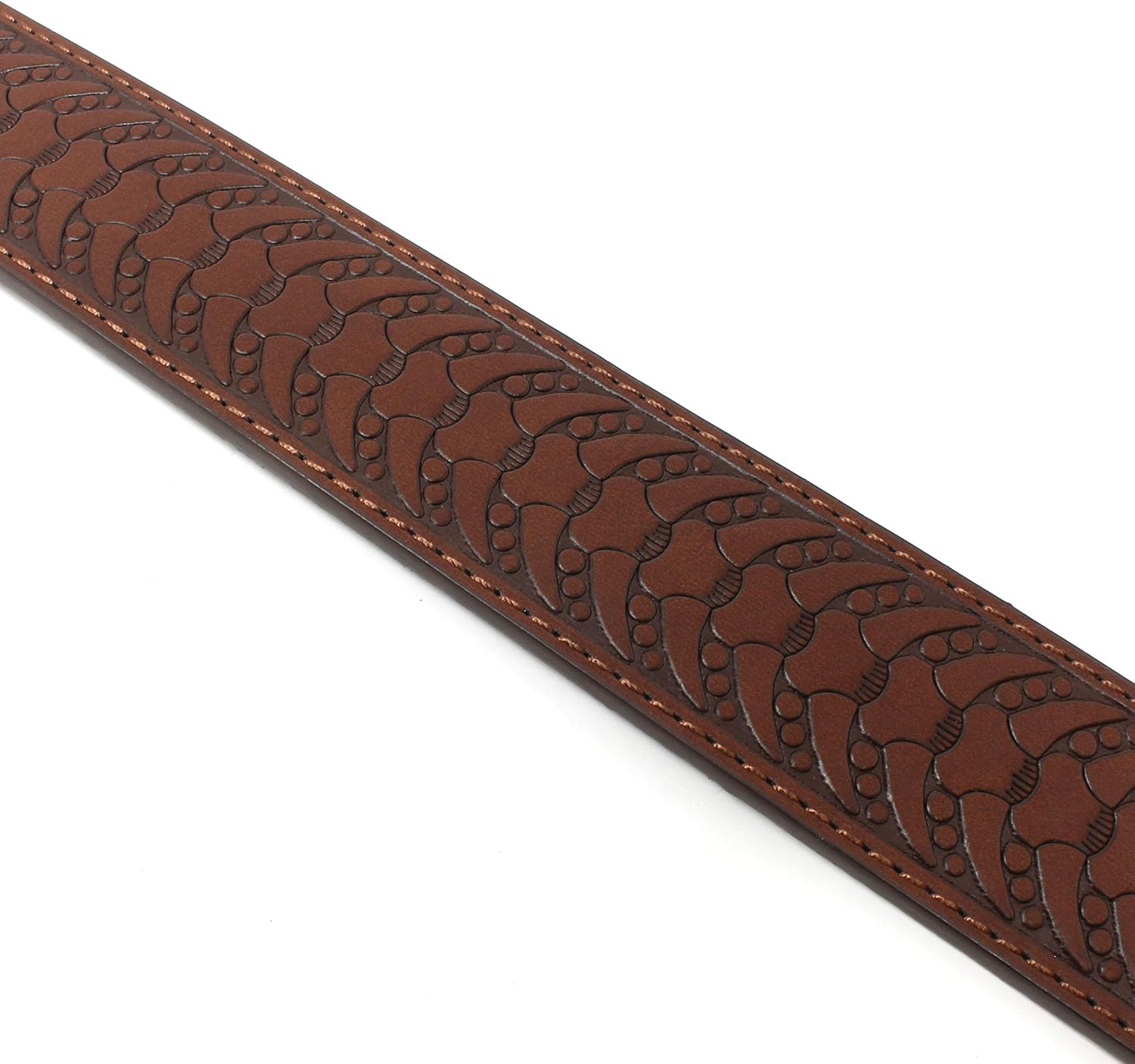 BC Belts Leather Belt Strap with Embossed Western Horn Pattern 1.5" Wide with Snaps - Image 4