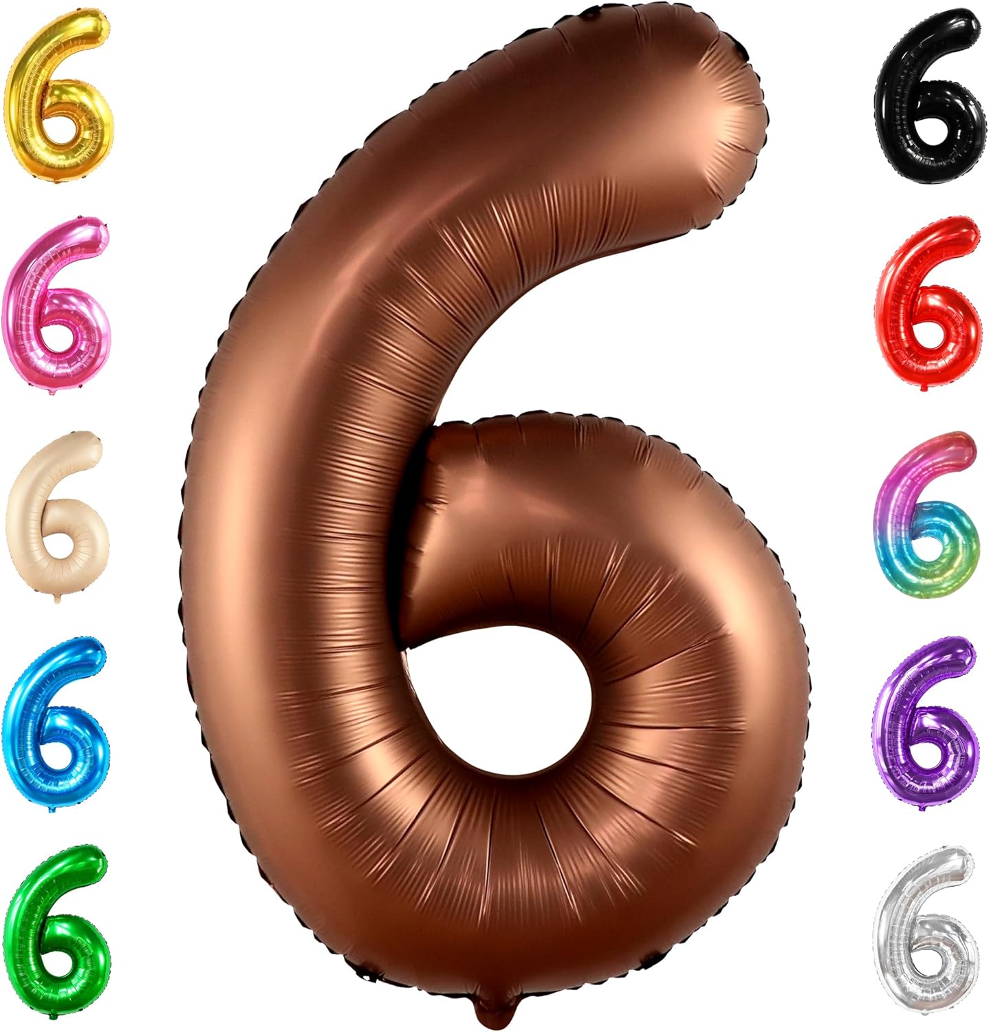 Amazon com: KatchOn Giant Coffee Brown Number 6 Balloon 40 Inch