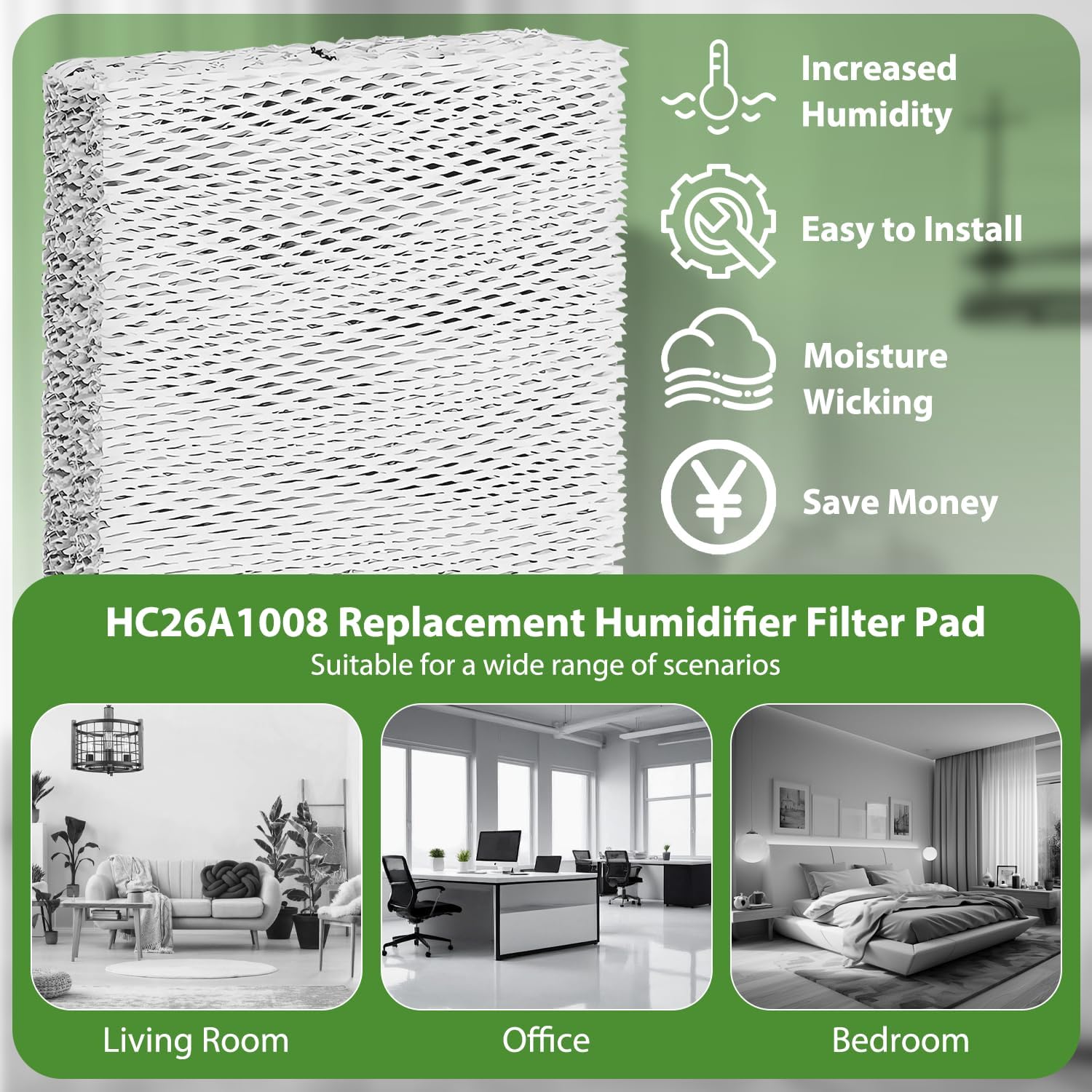 2-Pack Replacement Water Panel Pad for Carrier Humidifiers Replaces for P110-3545 P1103545 Fits for HUMCCLBP2217 HUMCCLBP2317 HUMCALBP2317 HUMCCLBP2417 10 1/8" x 12 7/8" x 1 1/2