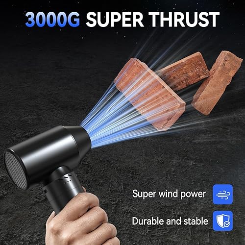 Miniatura 7 de Mini soplador de hojas inalámbrico de 90,0000 rpm, motor portátil sin escobillas de 20 V, velocidad ajustable, soplador de mano portátil para patio,