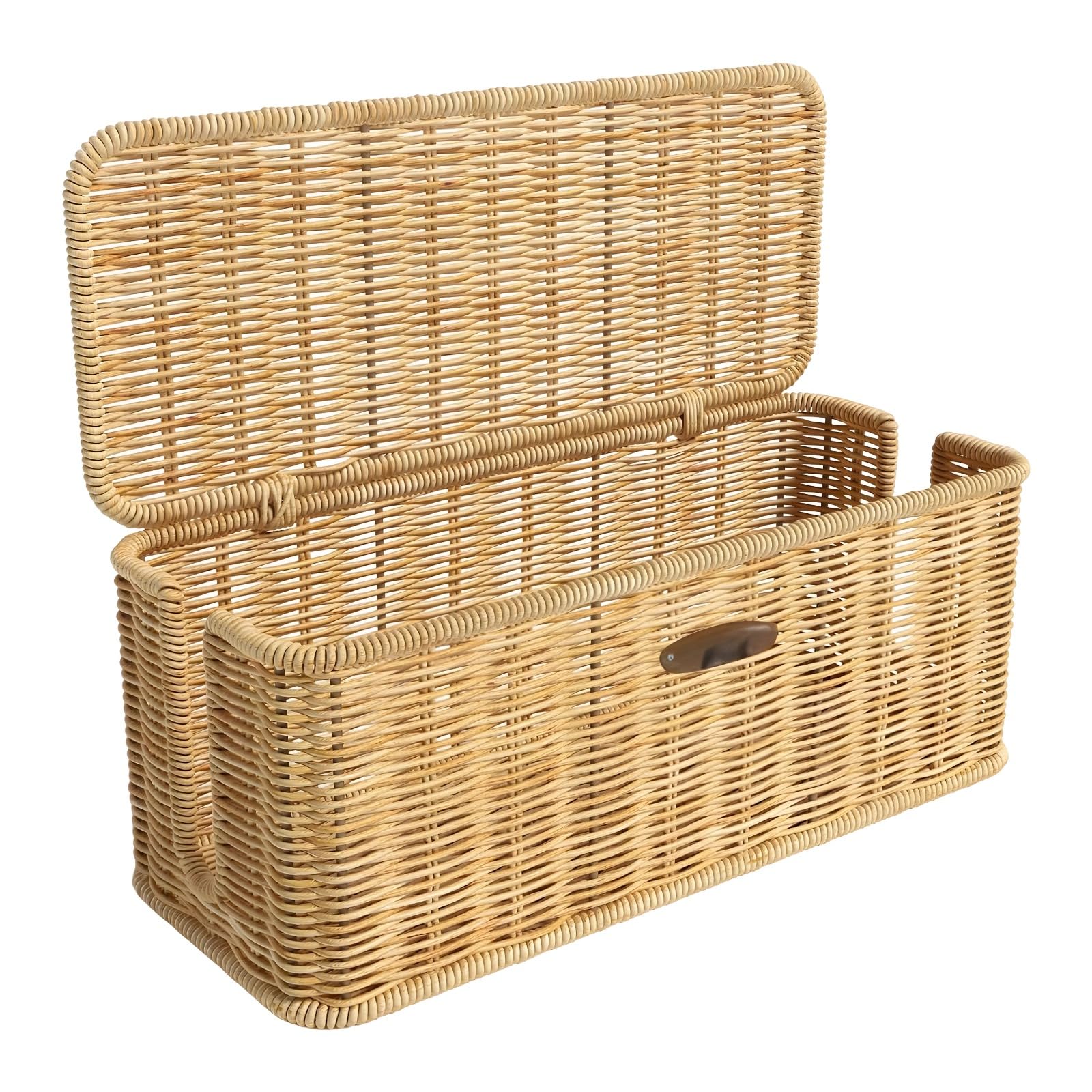 Kabelmanagement-Box, PP-Kabelorganizer-Korb, zum Verstecken von Kabeln, rechteckiges Flechtdesign, Schreibtisch-Aufbewahrung für Steckdosenleisten mit unterteilter Innenfläche, Home Office