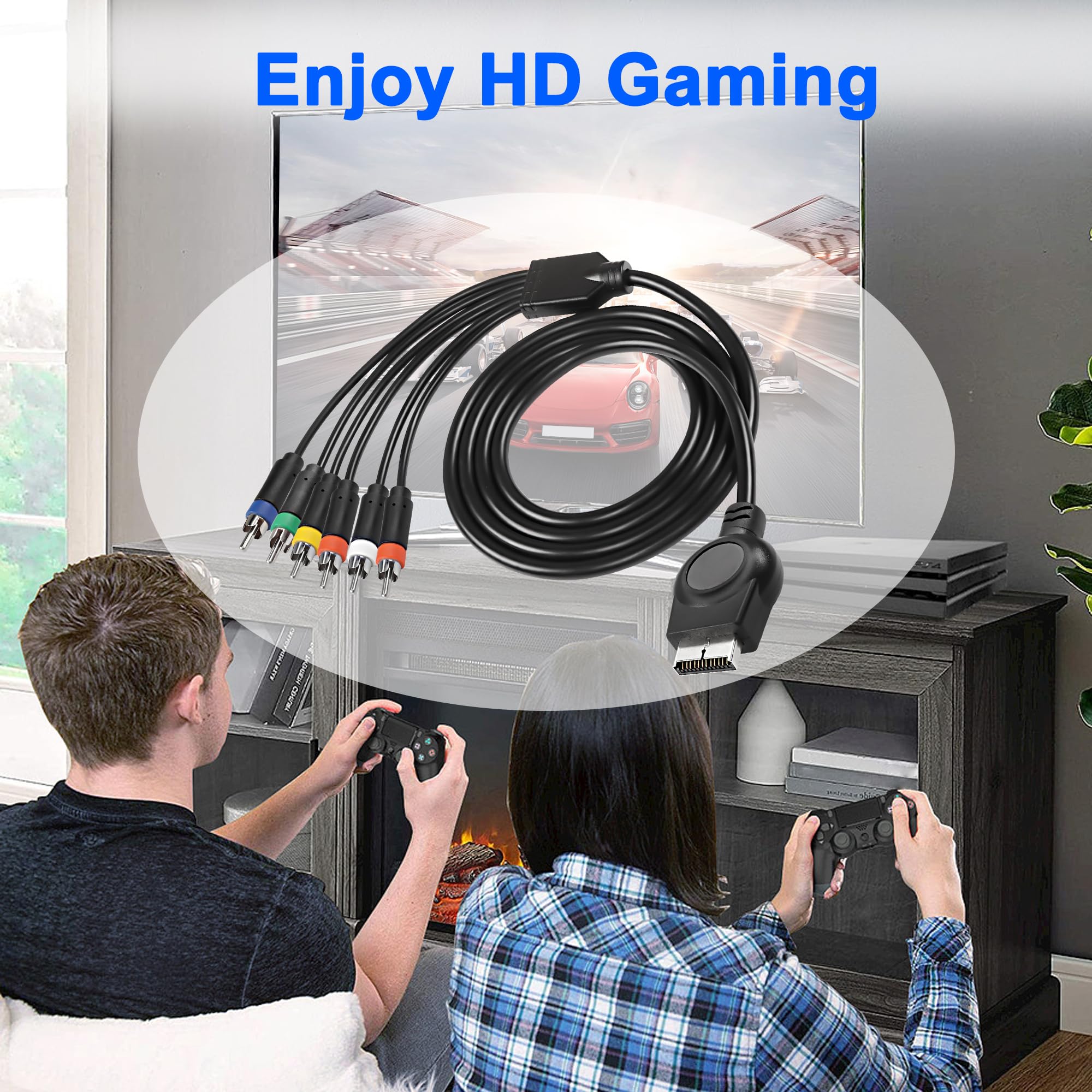 MEIRIYFA PS3 PS2 Kabel AV komponentowy, HD Audio Video Cable 5RCA YPbPr komponenty dla konsoli PS2/PS3 - 1,8M, Czarny