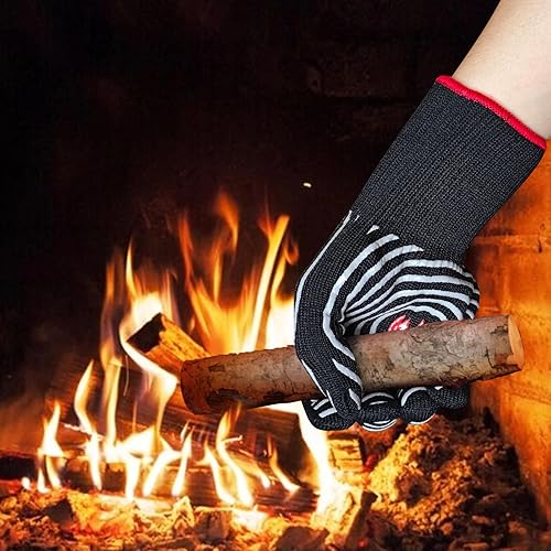 Miniatura 11 de Guantes de parrilla para barbacoa, guantes de horno resistentes al calor de 1472 ℉, guantes ignífugos de alta resistencia a las temperaturas