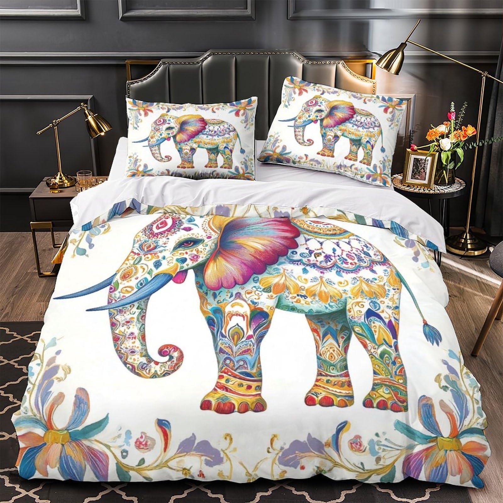 Housse de couette éléphant hypoallergénique parure de lit respirante