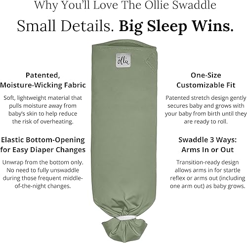 Miniatura 2 de The Ollie Manta para envolver – Manta ajustable para bebés recién nacidos | Aprobada por pediatras para un sueño seguro | Cierre fácil | Brazos