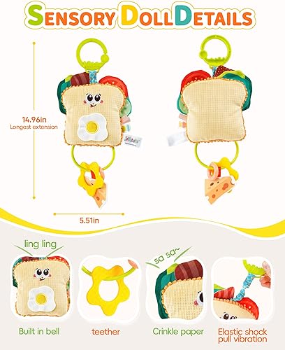 Miniatura 4 de Jollybaby Juguete de vibración para bebé, juguetes sensoriales colgantes para asiento de automóvil, cochecito, cuna y gimnasio de juegos, con