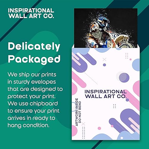 Miniatura 3 de Inspirational Wall Art Co. - I Was Born To Ride - Regalo de carreras de motocross ATV Freestyle para niños, citas de motivación, carteles impresos