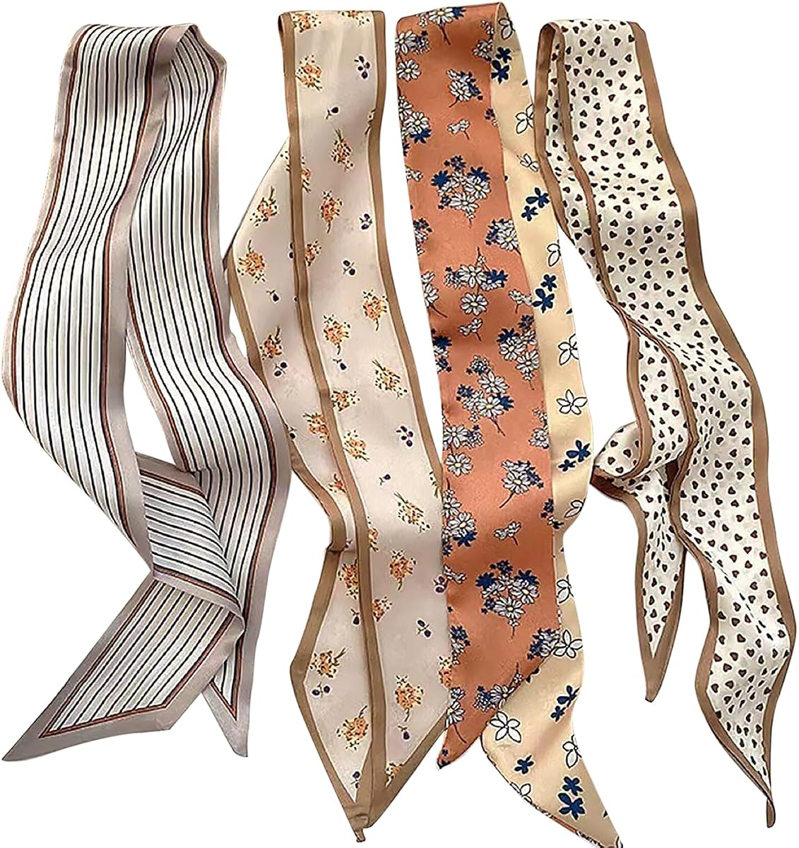 4/40 Pcs Hair Scarf for Women, 35"x2.36" Purse & Bag Scarves
