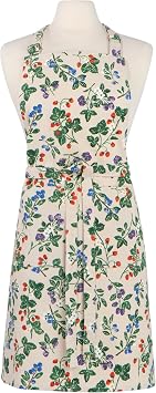 Now Designs Berry Bramble Chef Apron, Adjustable Neck Strap, 100% Cotton, W28 x L32in