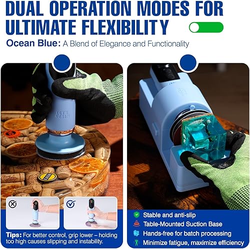 Miniatura 4 de LET'S RESIN Lijadoras y pulidoras eléctricas de resina 4 en 1, 2000 mAh* 2 de gran capacidad de batería, potente 3 velocidades, pantalla LCD,