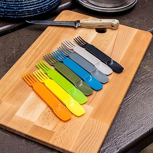 Miniatura 7 de ASR Outdoor Utensilios de plástico portátiles 3 en 1, accesorios de camping, naranja