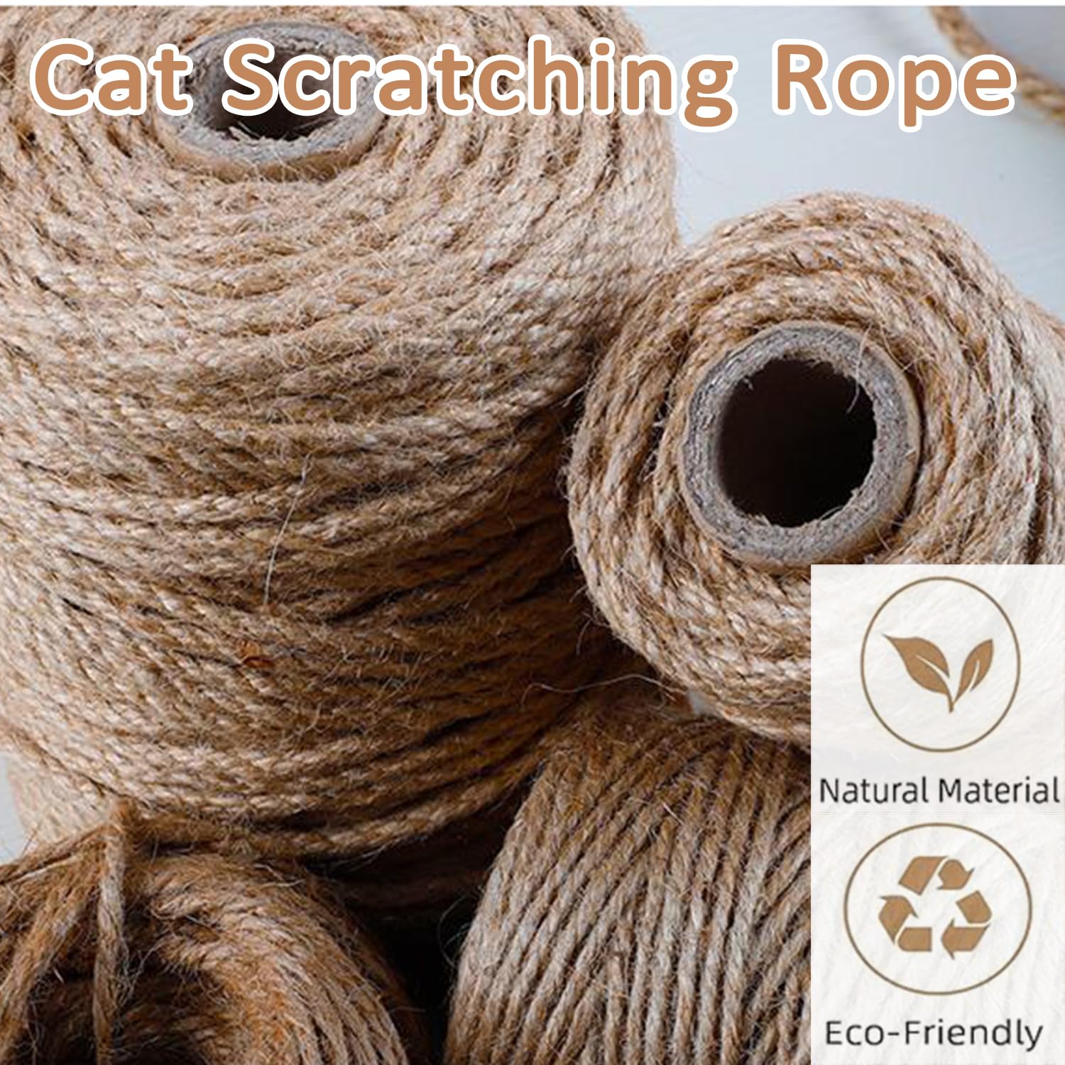 Cuerda de cáñamo de sisal natural para reparación de árboles de gatos, rascador de gatos, jardinería, embalaje de manualidades, cuerda de yute para muebles (30 mm x 10 metros)