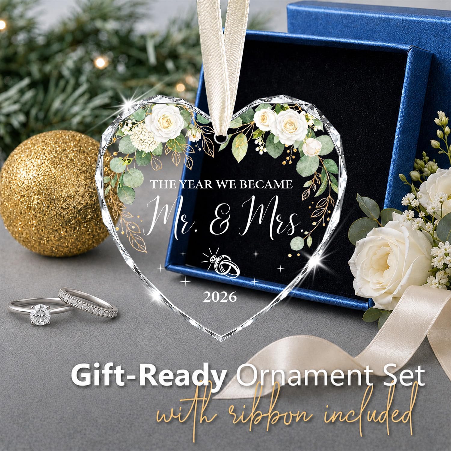 First Christmas Married Ornament 2026, Wedding Ornament 2026, Wedding Gifts image 2