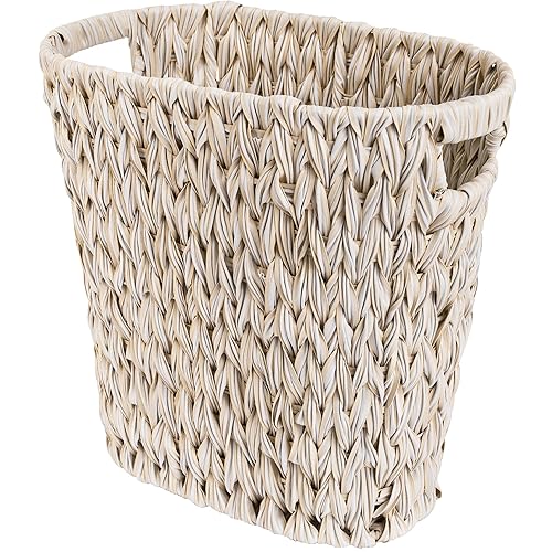 GRANNY SAYS Cubo de basura de mimbre, impermeable, cesta de basura de mimbre para baño, cubo de basura decorativo bohemio, cesta de basura para