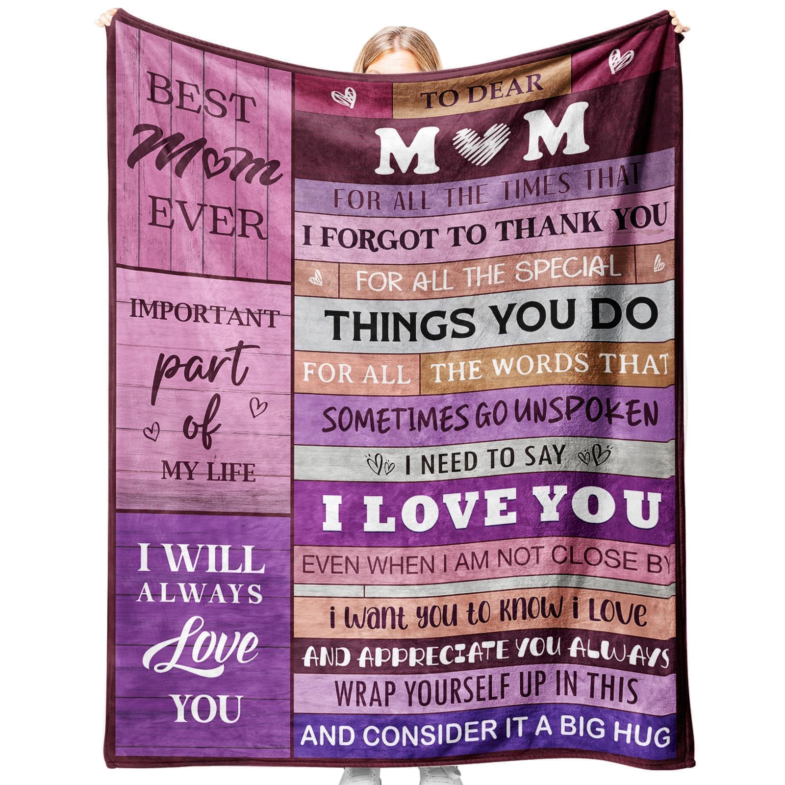 CheriGift Mum Gifts for Mothers Day, Mum Gifts from Daughter Son, Soft Flannel Blanket Throw for Mummy Stepmum Mom Mama - Presents for Mum's Birthday, Christmas, Mothers Day, Xmas