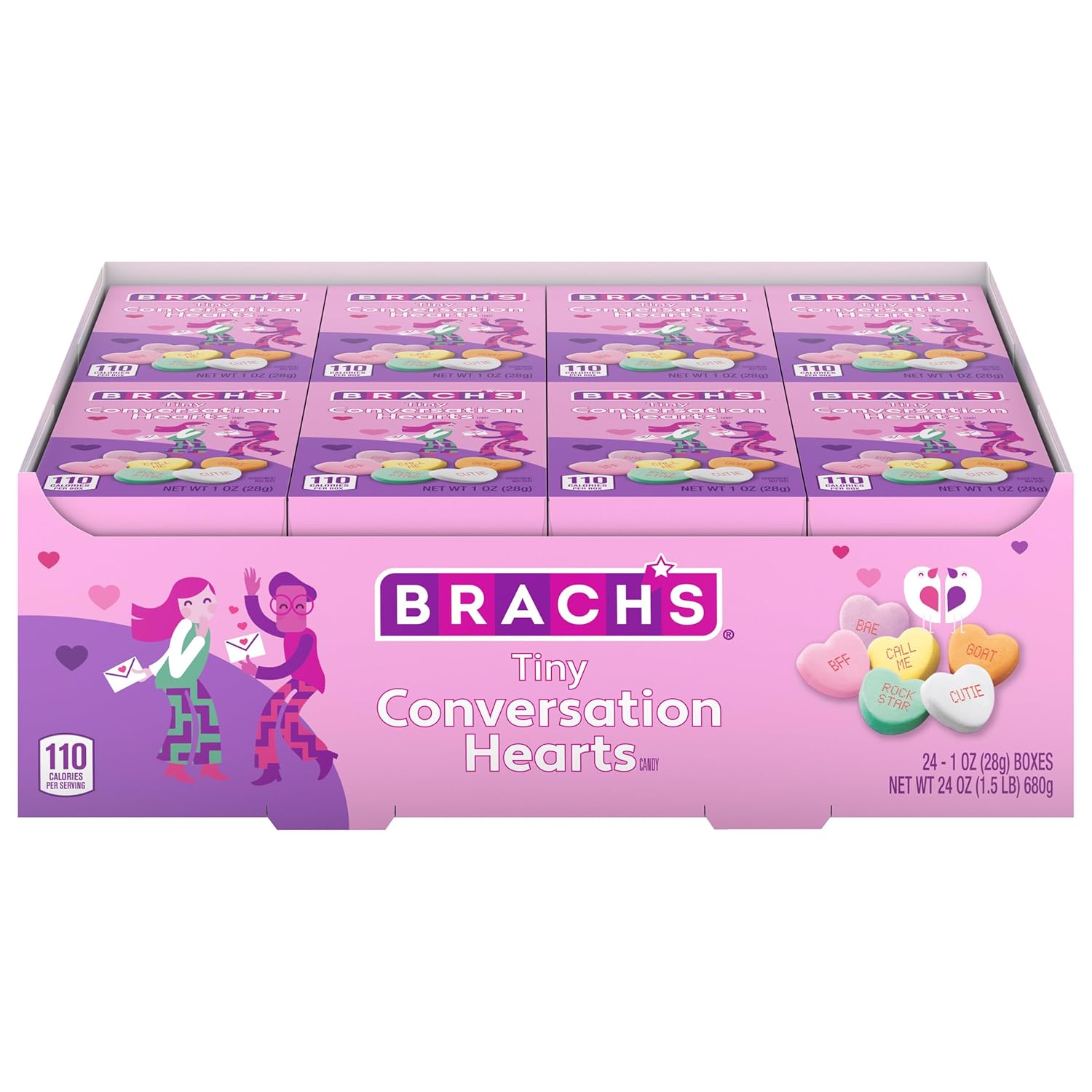 Brach's Valentine's Day Tiny Conversation Hearts, Friendship Exchange, 1 oz Boxes, 24 Ct