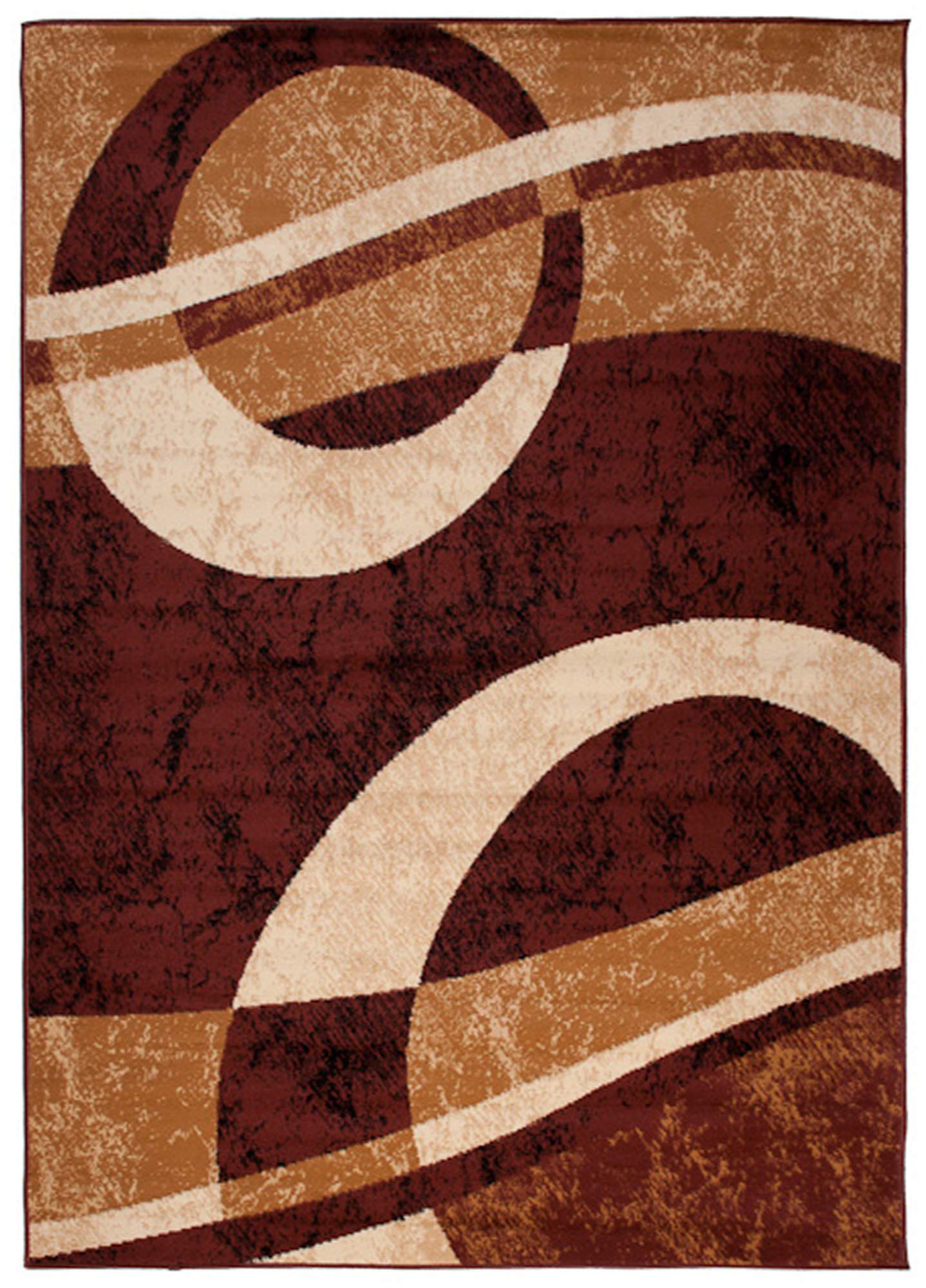 TAPISO Dream Teppich Wohnzimmer Modern Kurzflor Braun Hellbraun Beige Meliert Streifen Kreise Wellen Schlafzimmer Esszimmer ÖKOTEX 300 x 400 cm