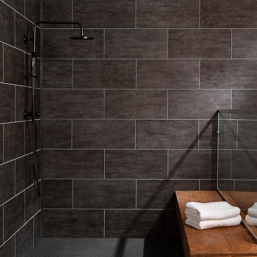 Vista 202 de Palisade Azulejos de vinilo entrelazados impermeables para salpicaduras de 22.8 x 7.31 pulgadas en mármol veneciano, sin juntas, fácil de instalar