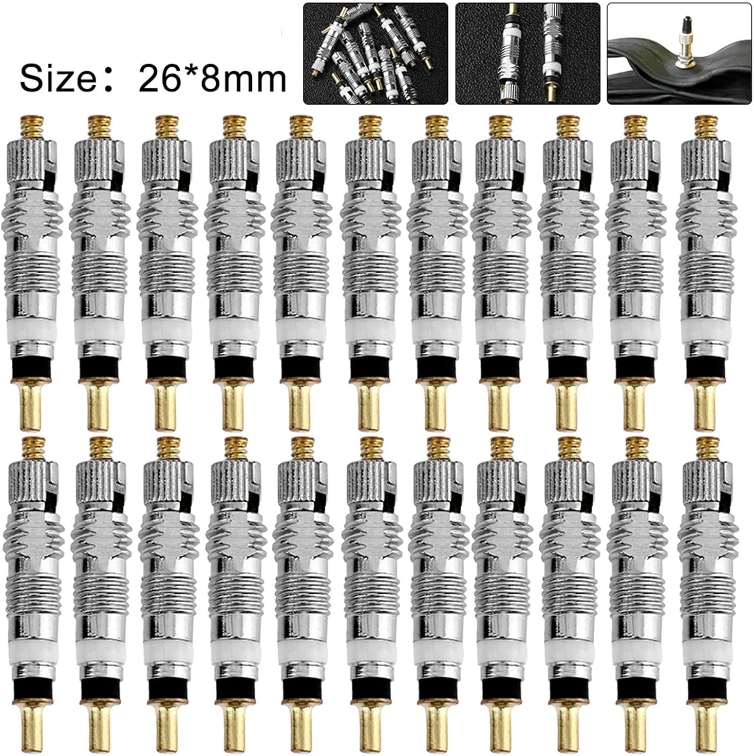 Valve Stems Detachable Bicycle Valve Core Replacement Brass Road Bike Tire Tubes Service Parts Repair Tools for Car Truck SUV Motorcycle Bike(100Pcs)