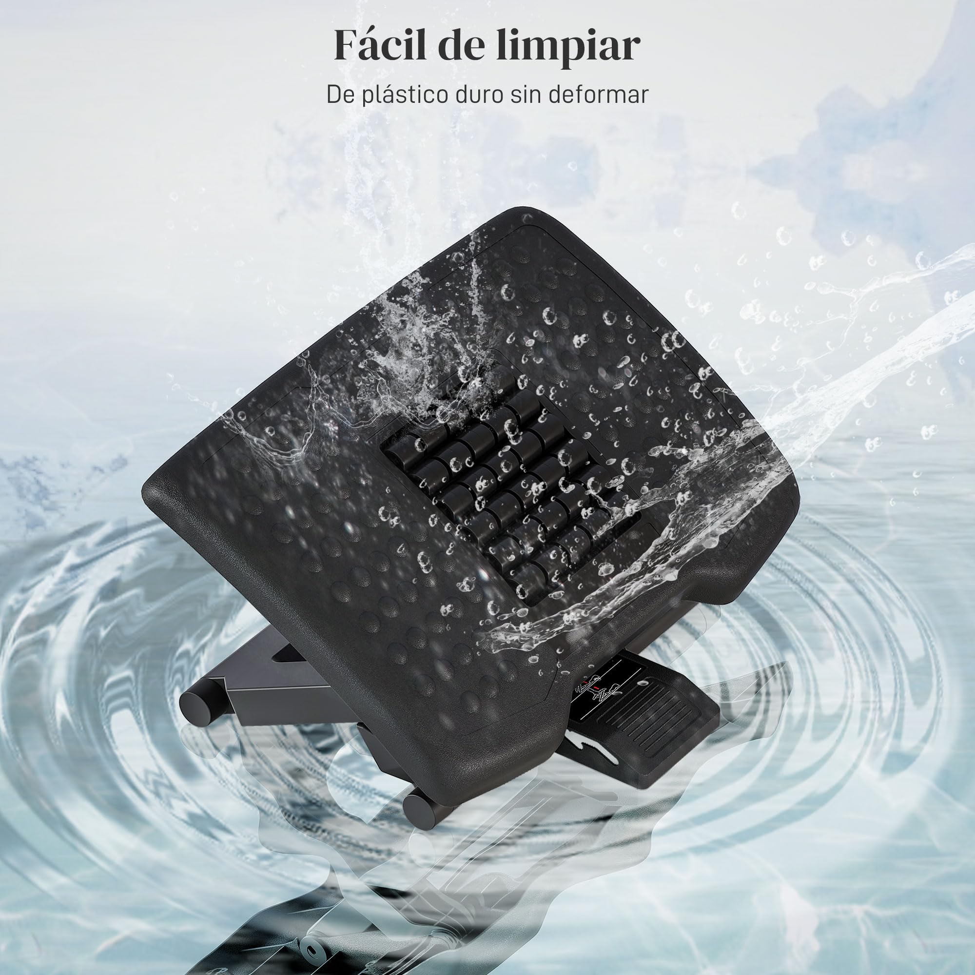 HOMCOM Reposapiés de Oficina, Reposapiés Ergonómico con Altura Ajustable en 3 Niveles, -30° a +30°, Reposa Pies con Superficie de Masaje, Almohadillas Antideslizantes, para Estudio, Hogar, Negro