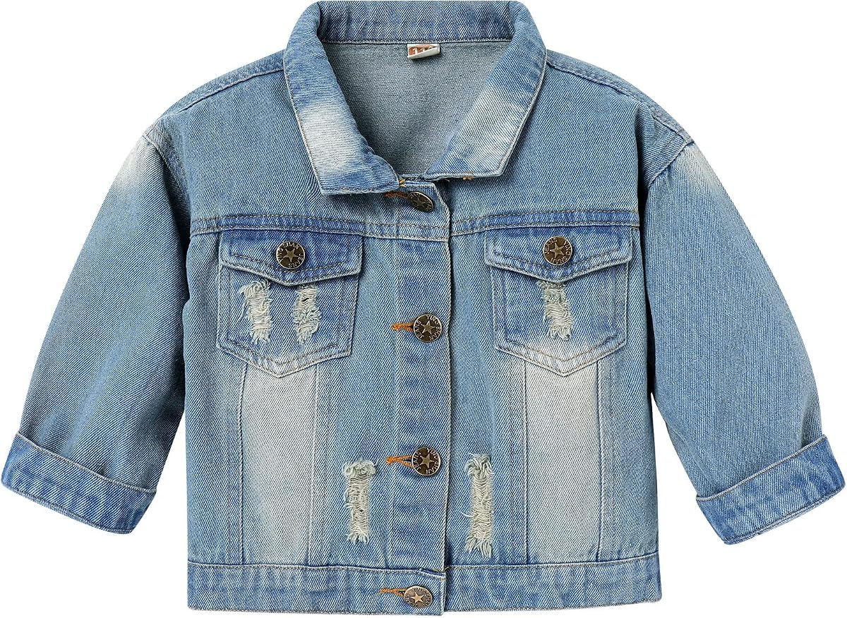 ODIZLI Baby Boys Girls Denim/Tie-Dyed Jacket Kids Toddler Button Down Jeans Jacket Top/Hooded Jacket