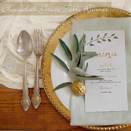 Miniatura 5 de 2 piezas de camino de mesa de gasa bohemia de 35 pulgadas, mantel de gasa rústica transparente, decoración de fiesta para bodas, recepciones,