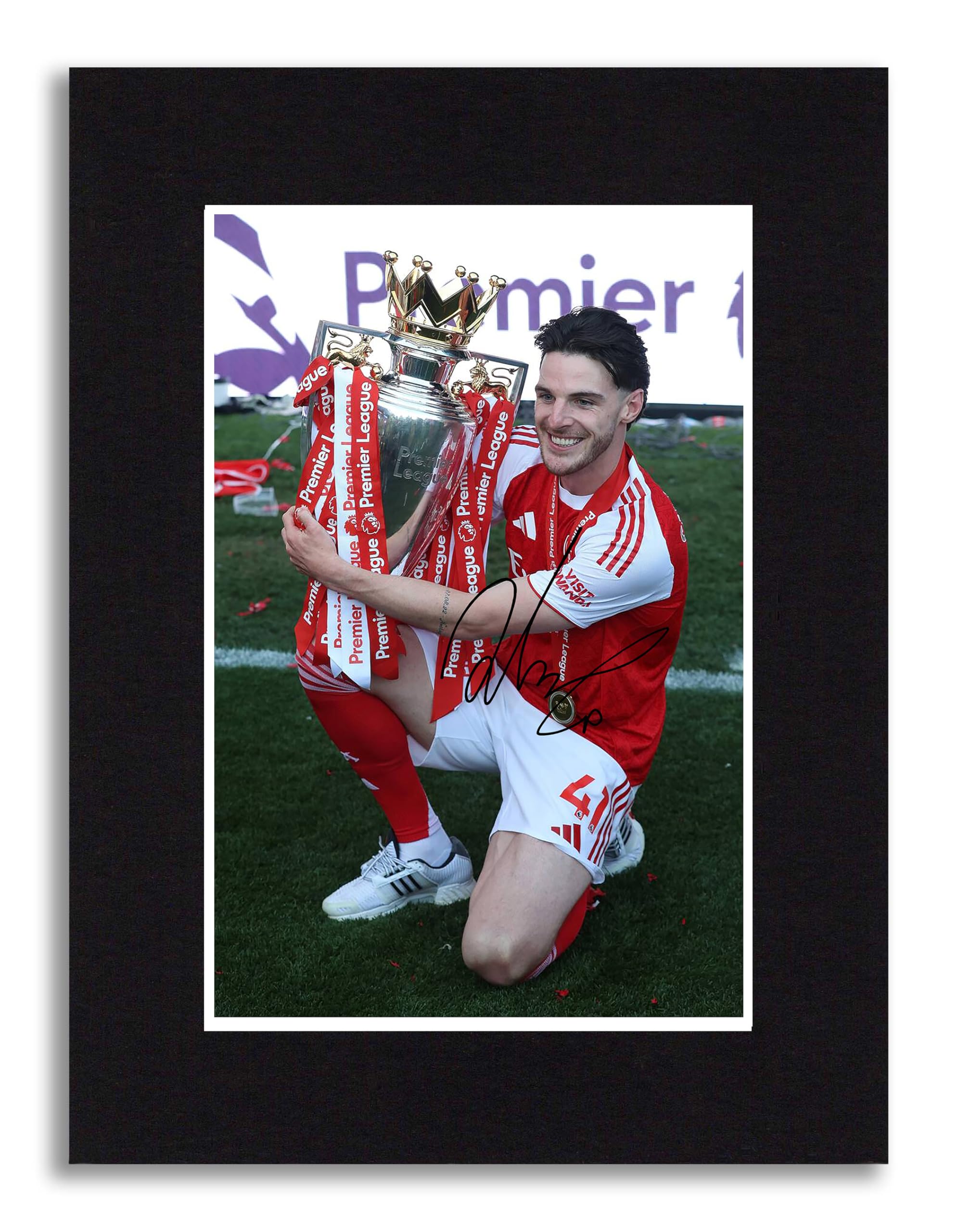 Declan Rice - Arsenal 2026 Premier League Winner Signed 8x6 Inch Mounted Photo Print With Pre Printed Signature That Would Make A Great Gift For Any Fan & Is Ready To Be Framed