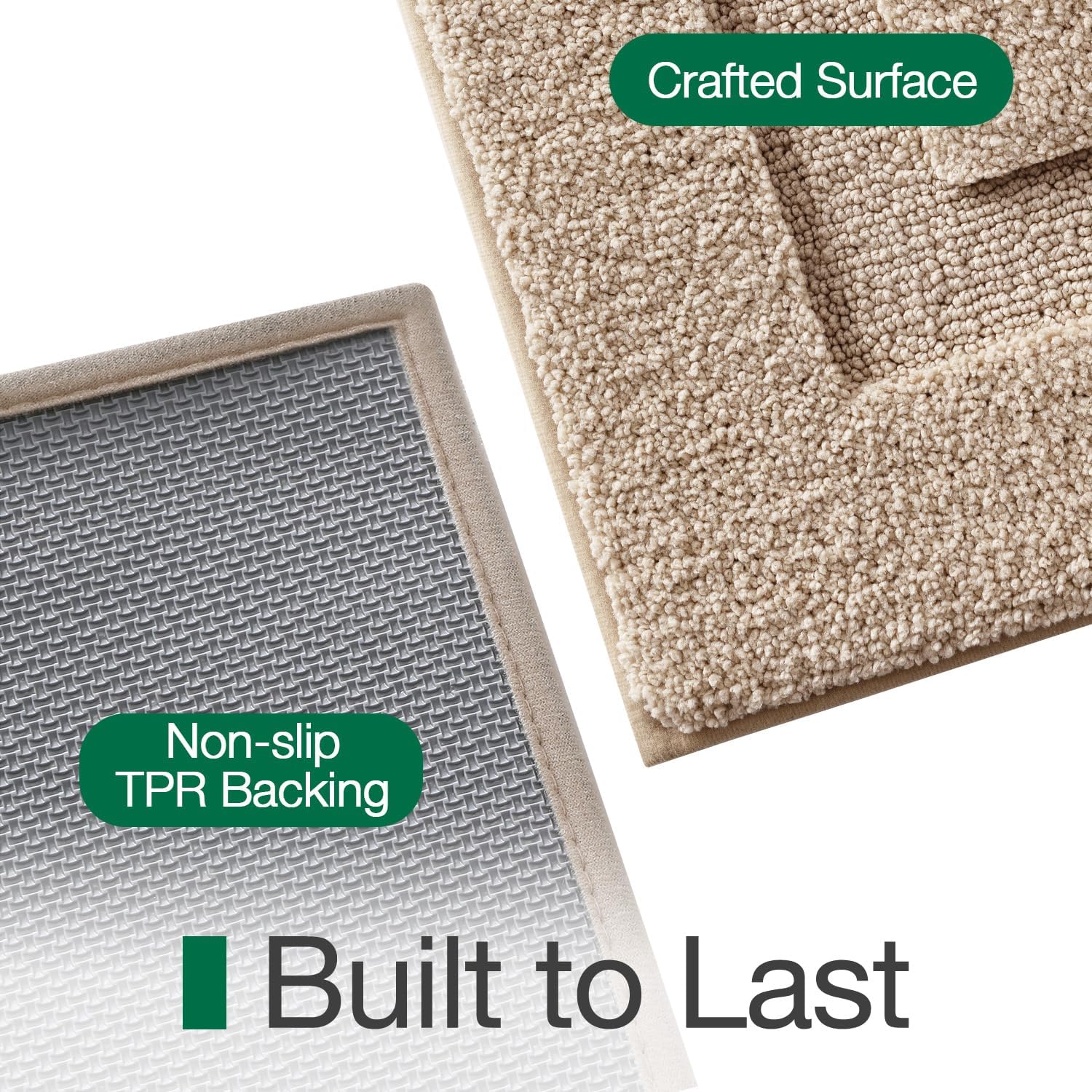 LUMI Ultra Soft Bathroom Rugs Non Slip with Rubber Backing, Absorbent Washable Bath Mat Quick Dry, Upgraded Premium Microfiber Plush Carpet for Bathtub and Shower Floor, Beige, 17x30