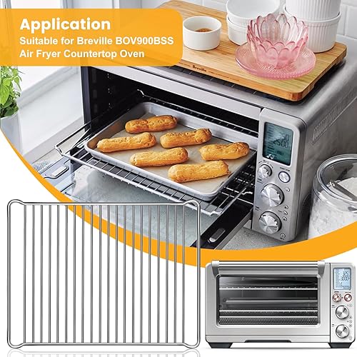 Miniatura 4 de Estante inteligente para horno Breville BOV900BSS, 16.5 x 12.2 pulgadas, accesorios de freidora de aire de acero inoxidable, piezas de repuesto,
