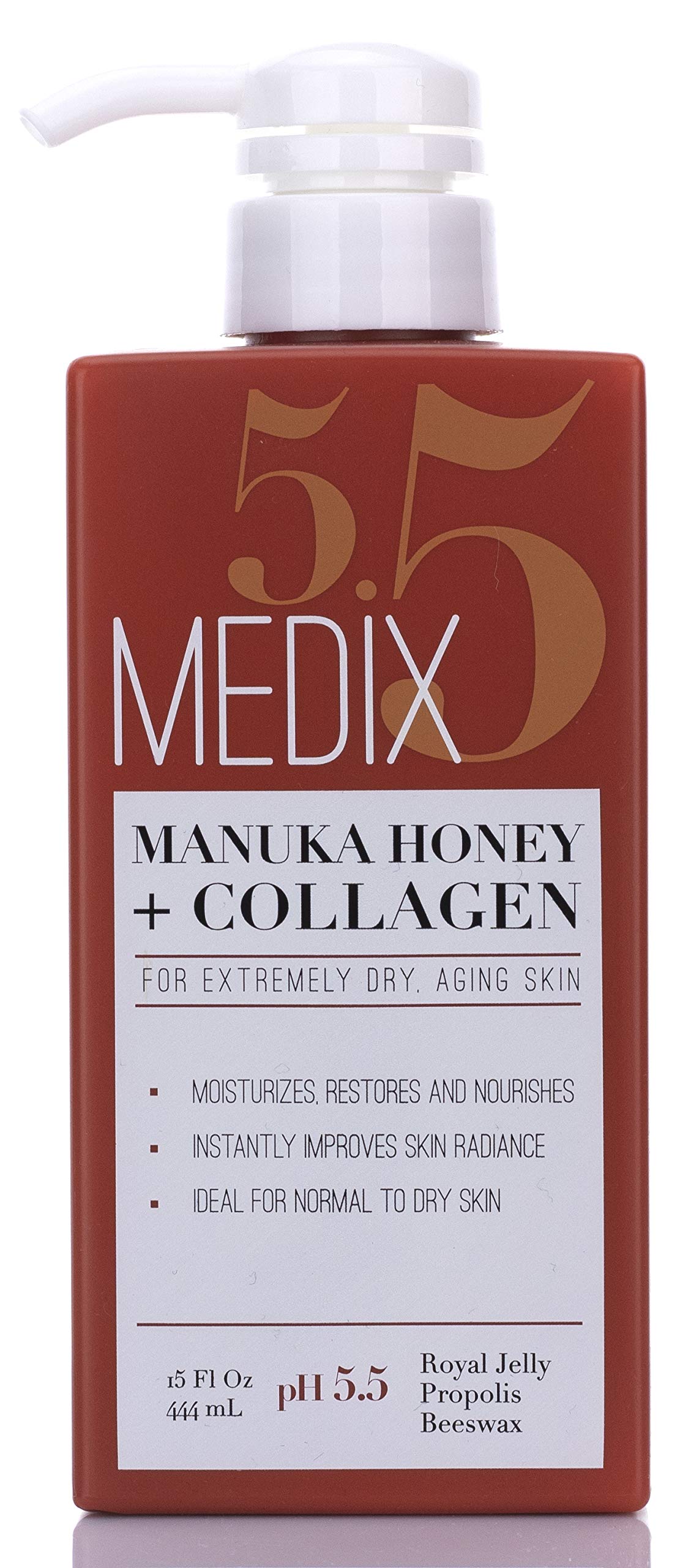 Medix 5.5Manuka Honey Cream With Collagen And Green Tea Extracts Anti Aging Cream For Face And Body Moisturizes Restores And Nourishes Skin Large 15Oz Bottle With Pump