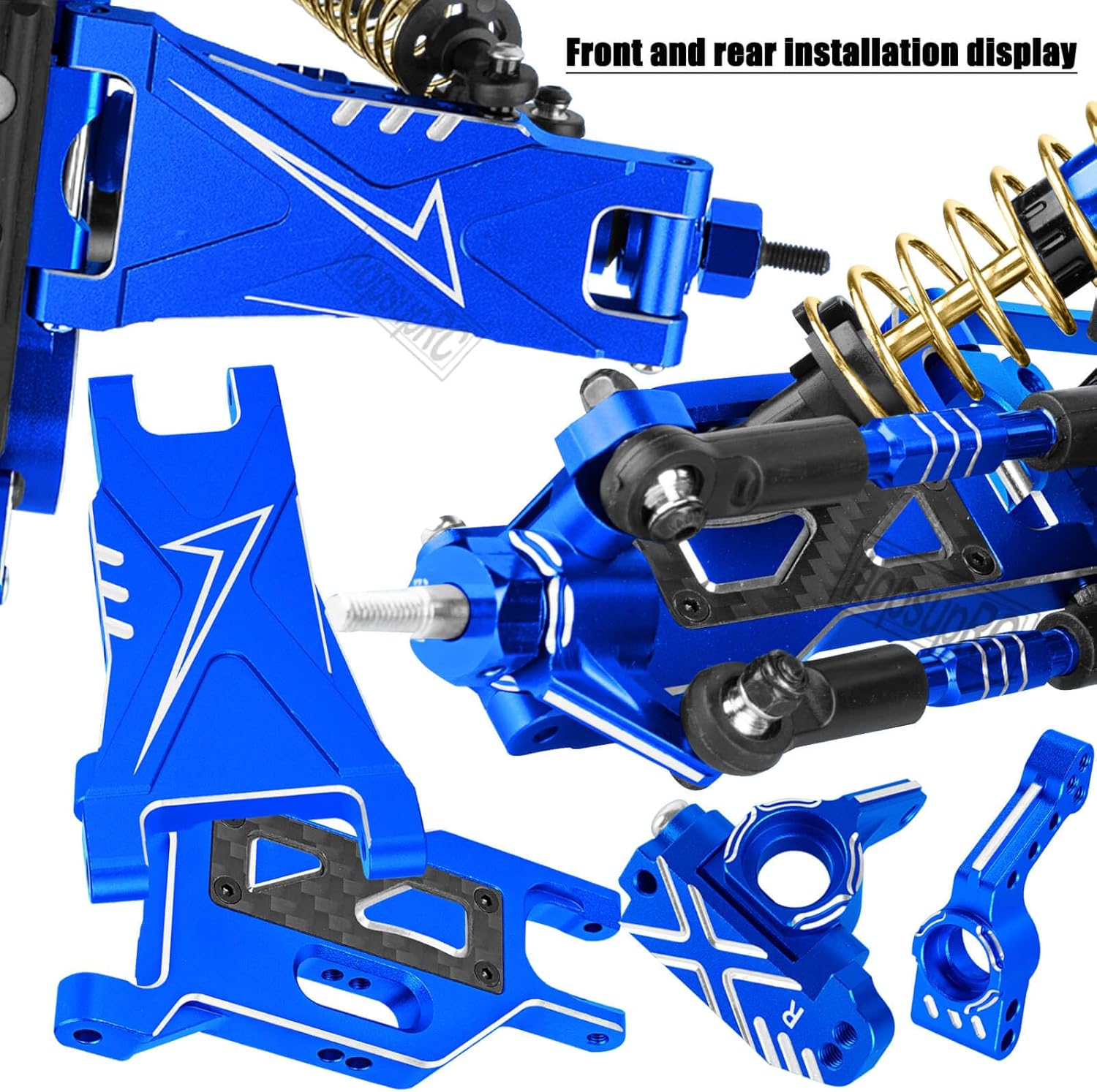 Shocks Absorber Damper&Drive Shaft Axles CVD Driveshafts&Suspension A Arms&Steering Block&Caster Blocks&Shock Tower&Links Toe Link&Bulkhead Upgrades Parts for 1/10 Slash 2WD (VXL).Navy Blue