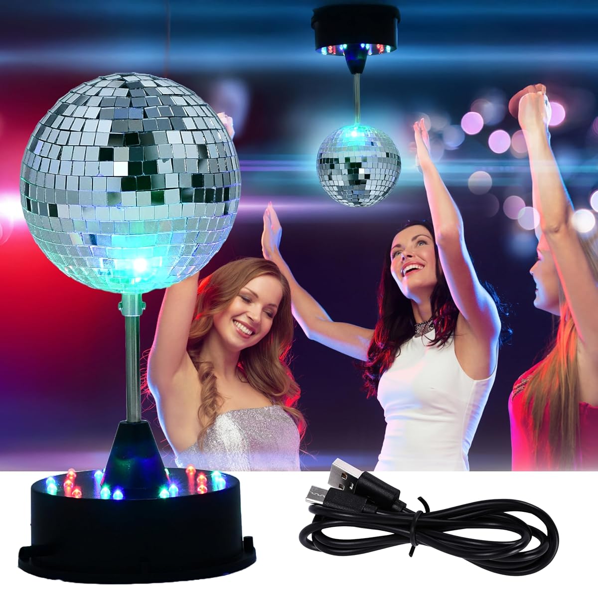 Light Autumn Rotating Disco Ball Lights - Rotating Mini Disco Ball with Hanging