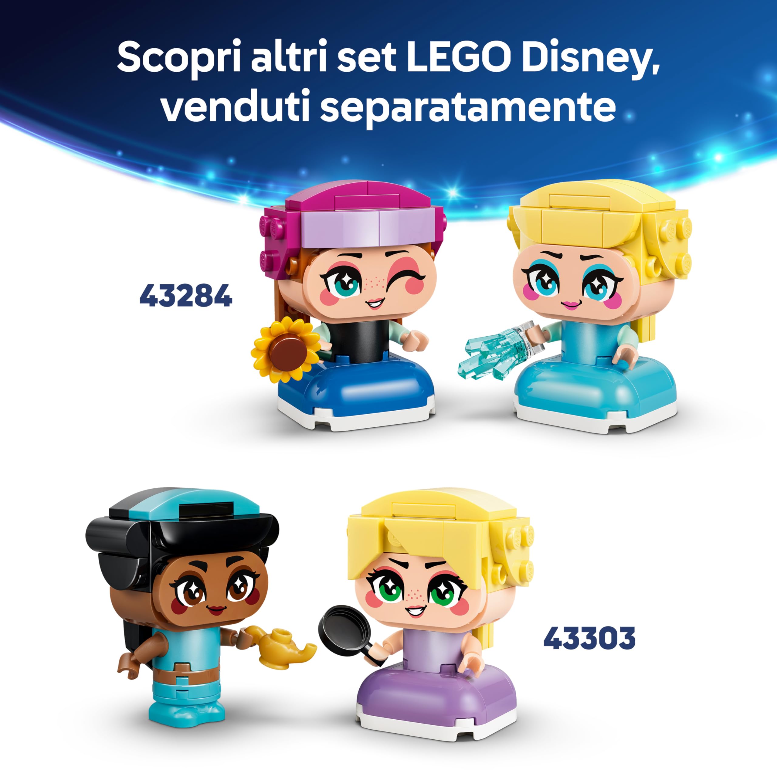 LEGO | Disney Princess Mini-Belle e Mini-Tiana con Castello Giocattolo - con 2 Mini Bamboline e Accessori - Decorazione Fai Da Te - Regalo da Collezione per Bambine e Fan da 5 Anni in su - 43291