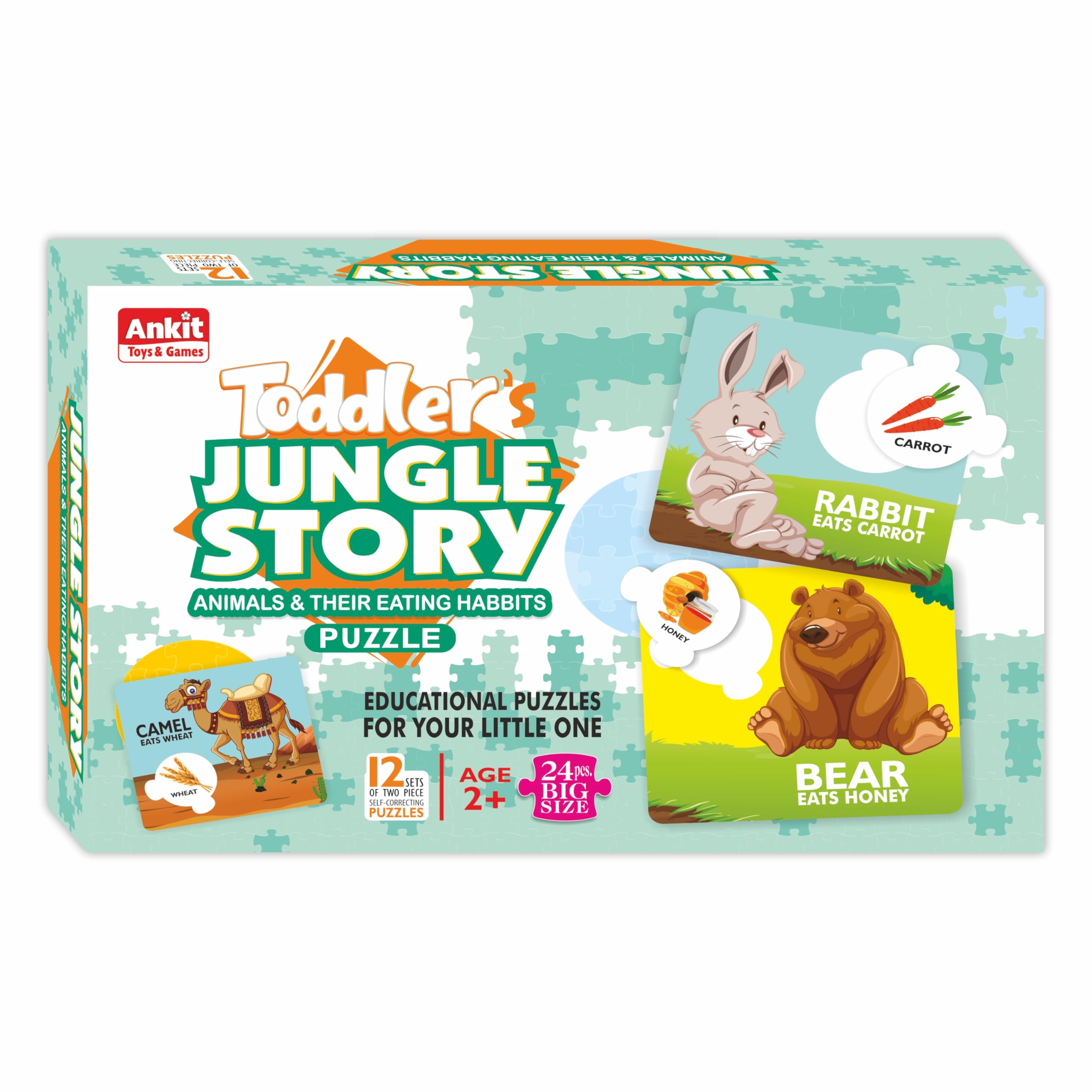 Ankit Toys & Games Educational Jungle Story Early Learning 2 Piece Puzzles for Kids for Age 2 Years and Above | 24 Pieces Puzzles (Set of 12 Puzzles in Box) for Toddlers with Big and Sturdy Pieces (B0CM9BXYMS) Amazon Price History, Amazon Price Tracker