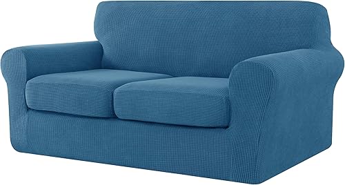 Vista 49 de CHUN YI - Funda elástica para sofá biplaza, 3 piezas, suave, lavable, con 2 fundas de cojín separadas para perros, tela jacquard de elastano a