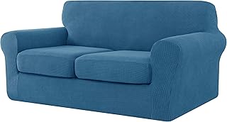 CHUN YI Funda de sofá con Cojines de Asiento Separados, Funda de sofá de 2 plazas con 2 Fundas de cojín, Protector de Muebles de Spandex Lavable (2 Plazas, Azul Vaquero)