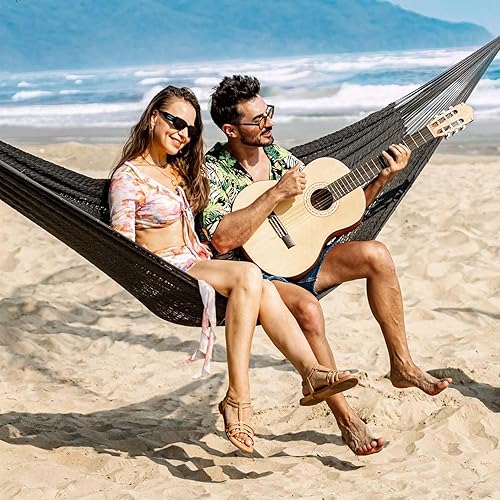 Miniatura 2 de Lazy Daze Hammocks Hamaca maya tejida a mano, hamaca doble de cuerda suave de 10.5 pies, hamaca portátil para exteriores con bolsa de transporte, 2