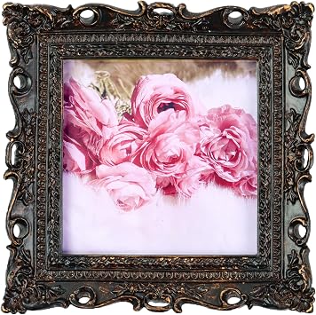 Hymmah Wallet Picture Frame Vintage Photo Frame Ornate Textured Hand-Crafted Resin Picture Frame with Easel & Hook for Tabletop & Wall Display, Decorative Floral Design Home Decor, Photo Gallery, Art,