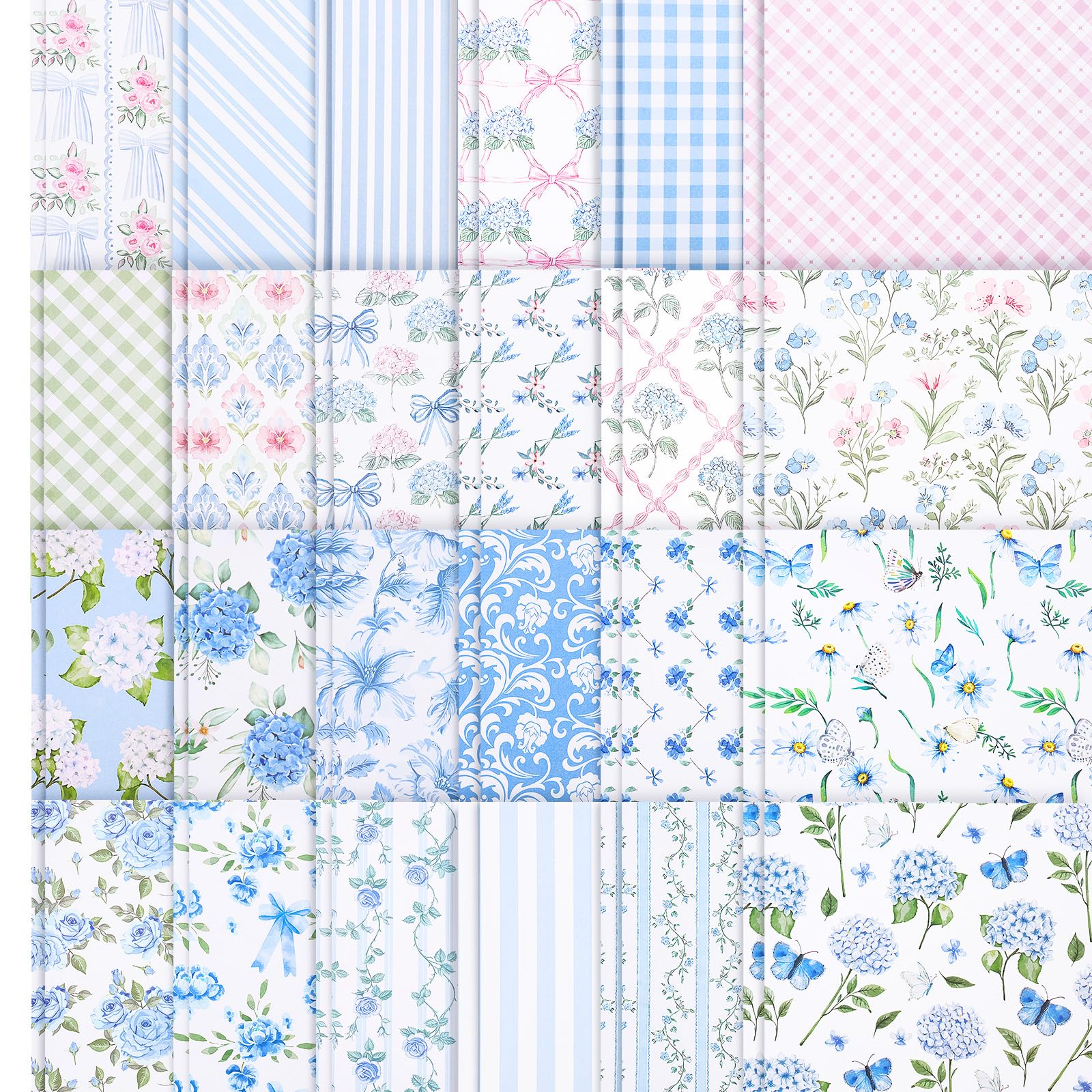 48 Sheets Hydrangea Scrapbook Paper 12x12 24 Patterns Double Sided Floral Craft Paper for Card Making Journaling
