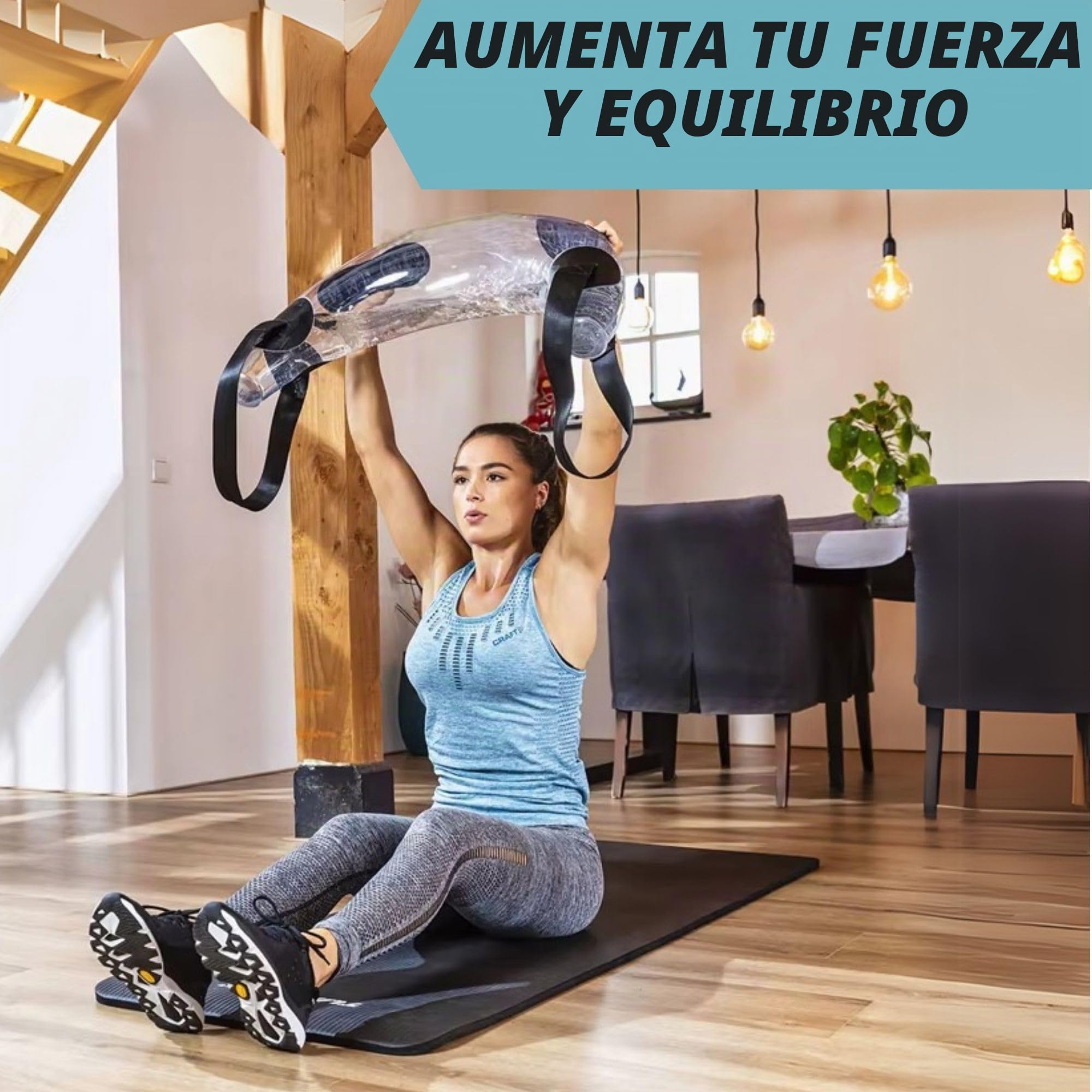Saco Peso de Entrenamiento. Bolsa de Agua para Fitness. Aqua Power Bag 5-20 Kg. Bolsa de Agua Peso Ajustable y Portátil, para Entrenamiento de Fitness, Equilibrio, Fuerza, Pesas, Yoga, etc