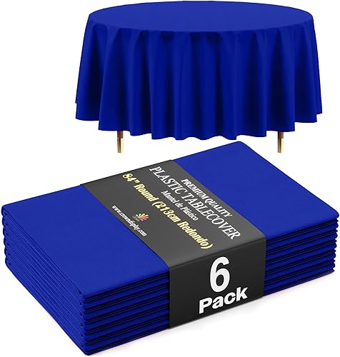 Miniatura 15 de Exquisite Mantel Redondo Premium Azul Claro 66% Más Grueso 0.5 Mil Paquete de 12 Manteles de Mesa de Plástico Desechables de 84 Pulgadas Mantel Azul