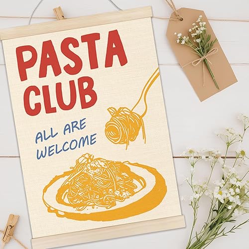 Miniatura 2 de Welshower Pasta Club All Are Welcome - Marco para colgar pósteres, arte de pared retro de Italia, decoración para el hogar, cocina, comedor,