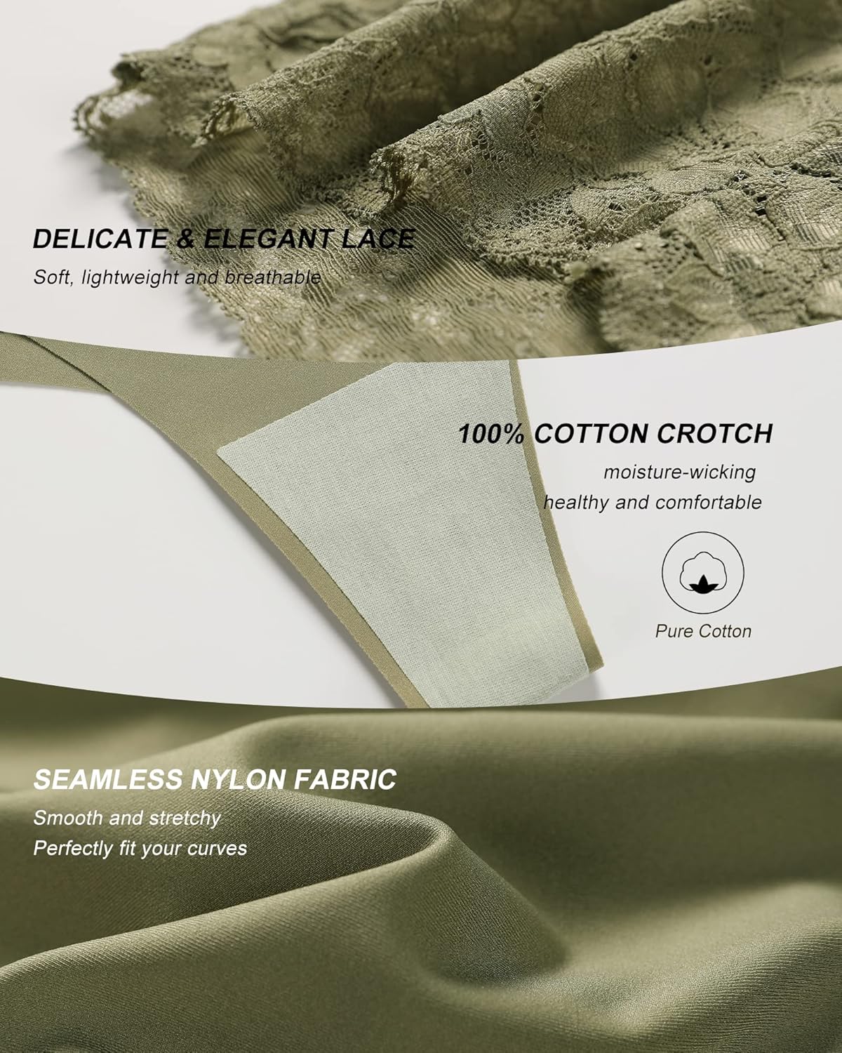 SHARICCA Women Seamless High Waist Underwear Sexy Floral Lace Thong Soft Comfortable Panties Pack - Image 4