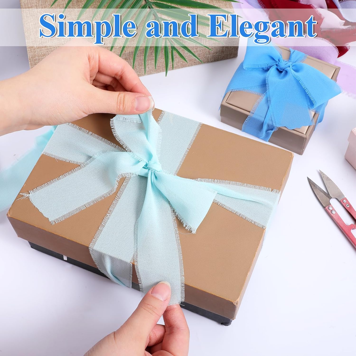 20 Rolls 1.5" Chiffon Silk Ribbon, Total 110 Yds Frayed Edges Ribbons 20 Assorted Colors for Flower Bouquet Party Wedding Invitations Bridal Bouquets Gifts Wrapping Crafts Holiday Decor