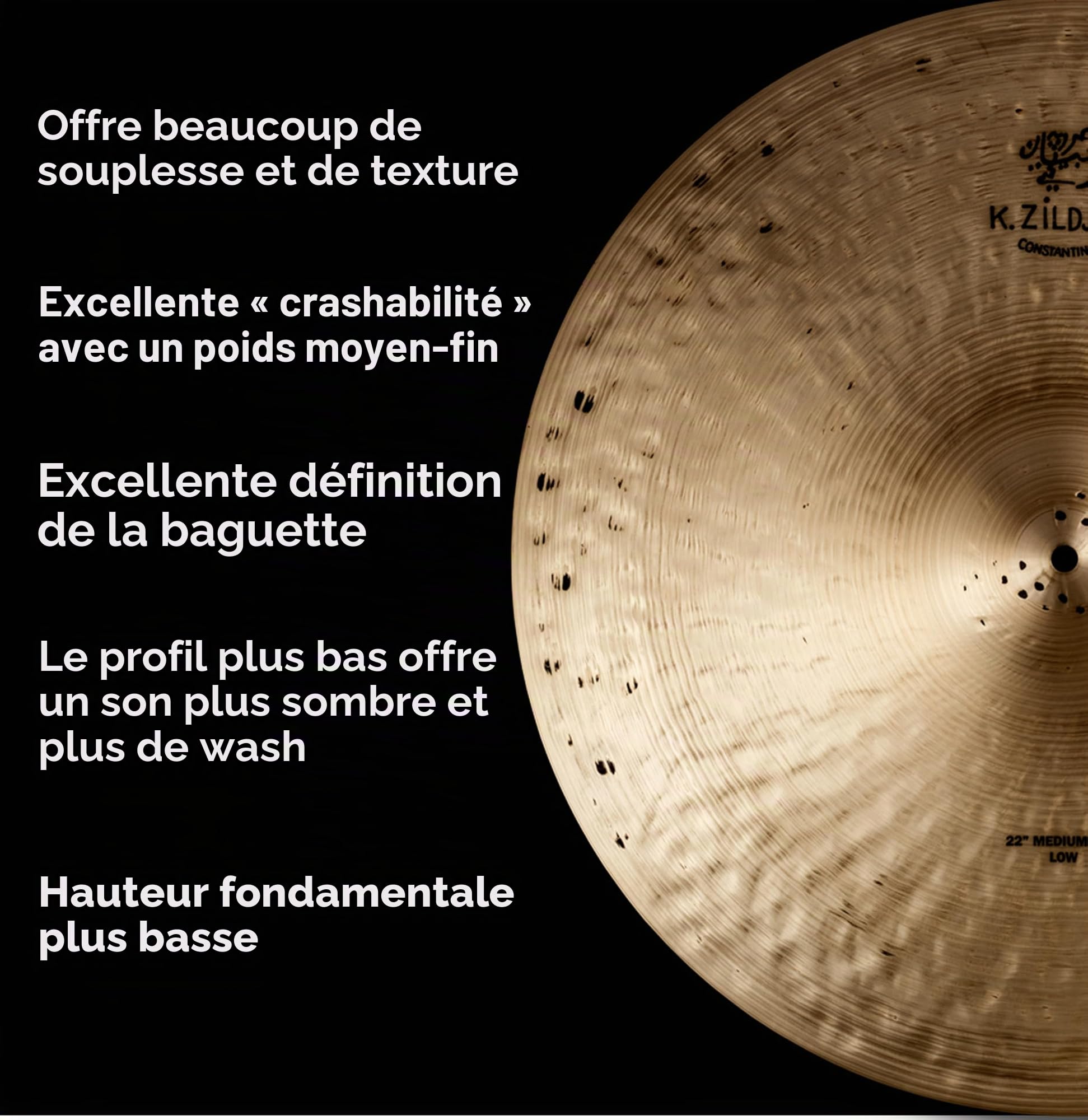 Zildjian K Constantinople Series - 22" Medium Thin Low Ride Cymbal